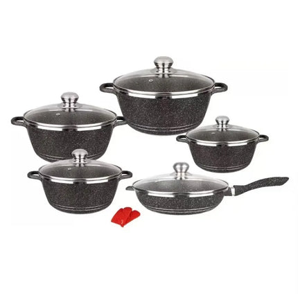 Hot Sale 12-Piece Set Sustainable Non-Stick Kitchen Boutique Aluminum Pot Wok Stainless Steel Glass Soup Pan