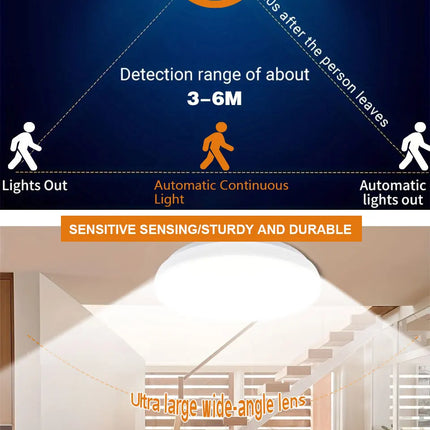 Led Ceiling Lamp With Motion Sensor 12W 24W Smart Home Lighting Led Ceiling Light Fixtures For Entrance Balcony Corridor 85-265V