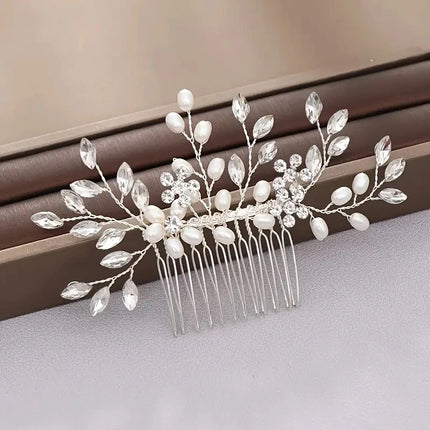 Bridal Hair Comb Wedding Headpiece Golden And Silvery Hair Comb Faux Pearl Hair Comb Rhinestone Crystal Hair Comb Wedding Hair A