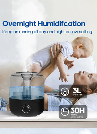 KINSCOTER 3L Air Humidifier Professional Large Capacity Home Humidifier Plant Mist Aroma Diffuser with Remote Control Timer