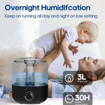 KINSCOTER 3L Air Humidifier Professional Large Capacity Home Humidifier Plant Mist Aroma Diffuser with Remote Control Timer