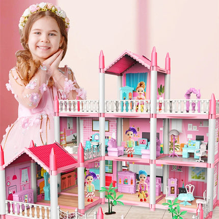 Princess Castle Villa Assembly Doll House Set Toy Girl Family Toy Children's Music Doll House Assembly Villa House