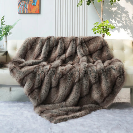 Luxury Faux Fur Blanket High-end Bed  Fox Fur Blankets For Beds Plaid on The Sofa
