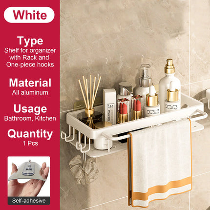 Bathroom Shelf No Drill Wall Mounted Shampoo Bottle Shower Corner Rack Toilet Storage Rack Aluminum