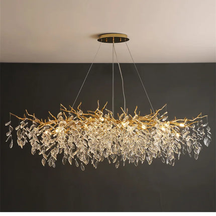 Nordic Luxury Living Room Branch Led Pendant Lights Lustre Crystal Art Hanging Lamp Modern Suspend Lamp Gold Chandelier Fixtures