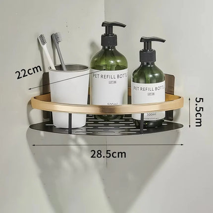 Punch Free Wall Mounted Bathroom Shelf No Drill Shower Shelf Kitchen Storage Organizer Shampoo