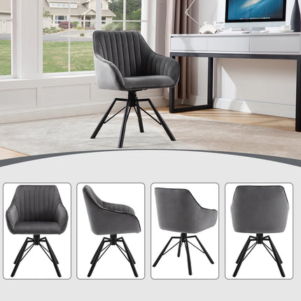 2PCS/SET Swivel Dining Chairs Velvet Living Room Ergonomic Leisure Chair Upholstered Lounge Kitchen Chair with Armrests