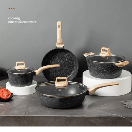 8Pcs Pots and Pans Set Non Stick Kitchen Cookware Nonstick Granite Cooking Sets