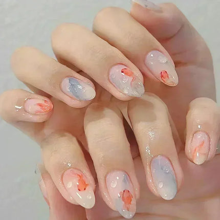 24Pcs French False Nails Almond Fake Nails