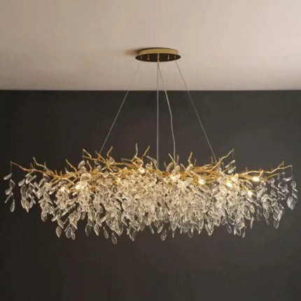 Nordic Luxury Living Room Branch Led Pendant Lights Lustre Crystal Art Hanging Lamp Modern Suspend Lamp Gold Chandelier Fixtures