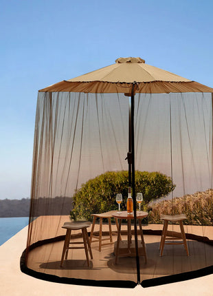 Parasols Net Adjustable Mosquito Net Cover Screen for Garden Umbrella Parasol Patio Table Bug Netting Cover with 2 Zipper Doors
