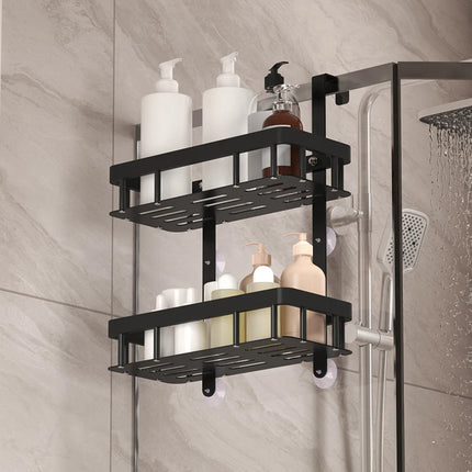 Bathroom wall mounted three-layer storage rack, door mounted rack, shower gel rack