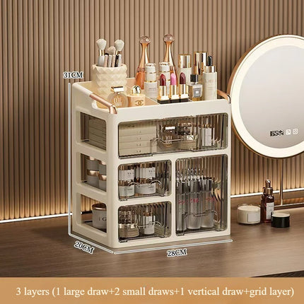 3-layer Minimalist High-end Cosmetics Storage Box, Desktop Style Skincare Drawer Style Storage Cabinet, Washbasin Storage Rack