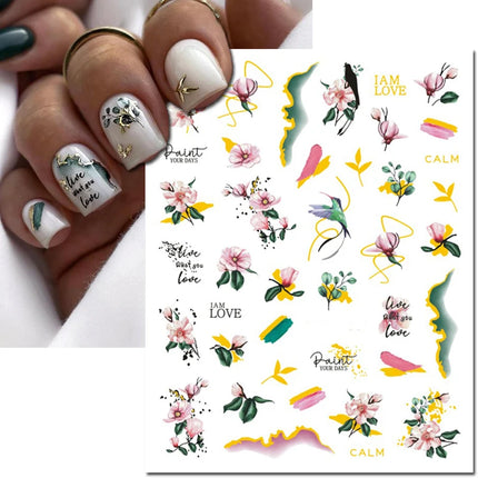 3d Nail Art Decals Elegant White RoyalBlue Roses Flowers