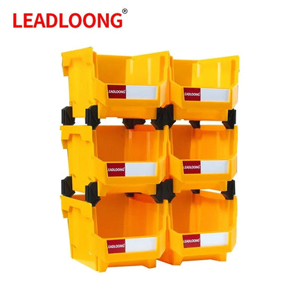 LEADLOONG V5 Combinable Storage Box 6pcs 10.8*8.4*7in/27.6*21.3*18cm Adjustable Bin Suitable For Warehouse School Garage Office