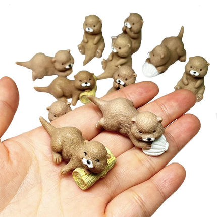 4/8pcs Adorable Resin Otters Miniatures, Animal Figurines for Fairy Garden Micro