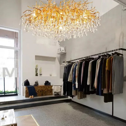 Gold ceiling light chandelier modern hotel bedroom dining room living room home interior glossy Led luxury chandelier