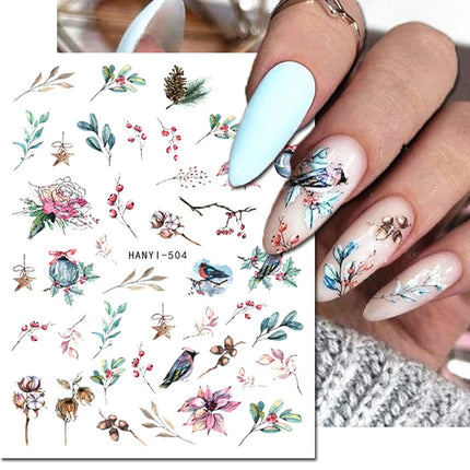 3d Nail Art Decals Elegant White RoyalBlue Roses Flowers