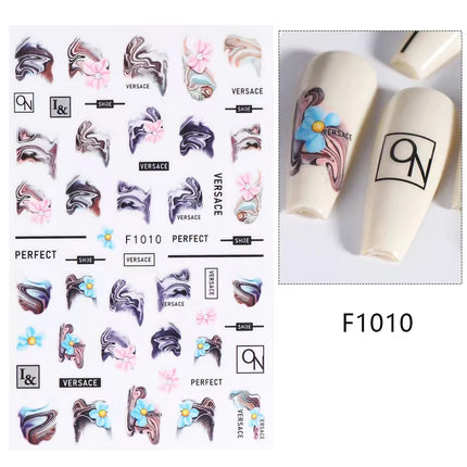 1PCS New Autumn Flowers Nail Decals Animal Nail Stickers Flower