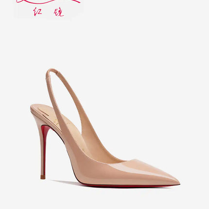 Heeled sandals Red Shiny Bottoms Naked color luxury Hollow