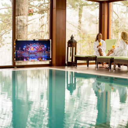 Soulaca 43inch Mirror TV Large Smart 4K Screen Vanishing IPX6 Waterproof for Bathroom SPA Google System WiFi Bluetooth