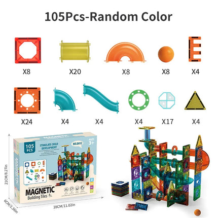 Kids, 3D Clear Educational Building Toys, Magnetic Marble Run Blocks Toys for Kids