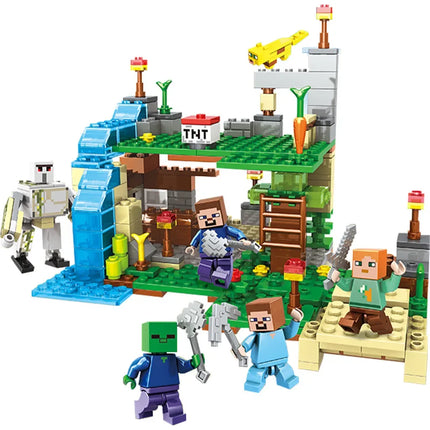 Village Farm Cave Mine Alex Zombie Action Figures Building Blocks Toys Gift for Children
