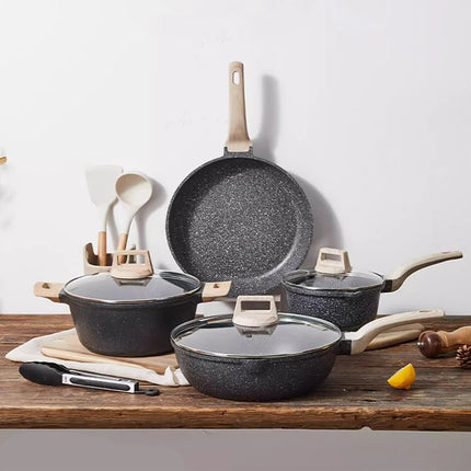 Cookware Set: Tourmaline Non-Stick Pan, Complete Set For Household Kitchen, Cooking Pot