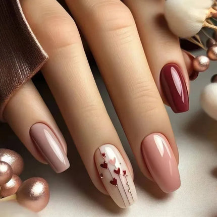 24Pcs Fashion Fake Nails Press on Long Ballet False Nails Art