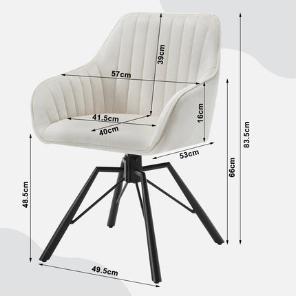 2PCS/SET Swivel Dining Chairs Velvet Living Room Ergonomic Leisure Chair Upholstered Lounge Kitchen Chair with Armrests