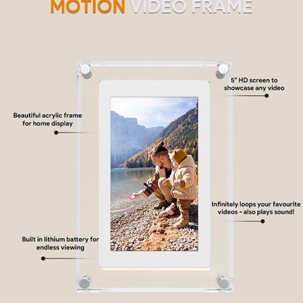 5inch Acrylic Picture Motion Frame Cuttest Gift -4G Memory Volume button/ Speaker Inside / Type C Cable
