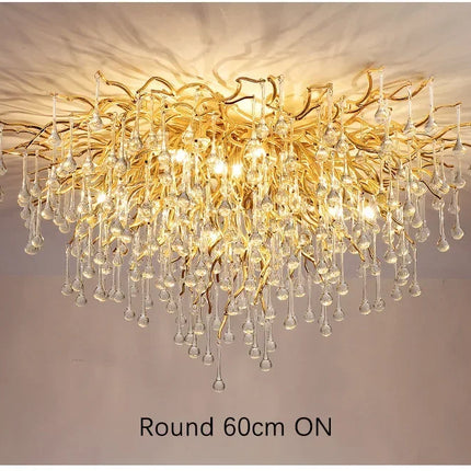 Gold ceiling light chandelier modern hotel bedroom dining room living room home interior glossy Led luxury chandelier