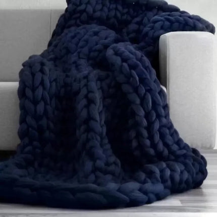 Handmade Chunky Knit Blanket Large Thick Wool Bulky Knitting Throw for Bedroom