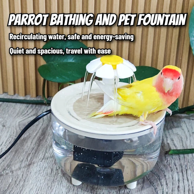 Auto Circulating 2-in-1 Parrot Bath & Pet Water Fountain Drip-Free Design for Small Pets USB Powered  pet toys  bird toys