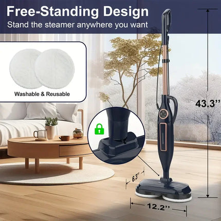 Steam Mop Cleaner with Rotating Mop Pad 10 in 1 Lightweight Spin Mop 1300W Powerful Floor Steamer