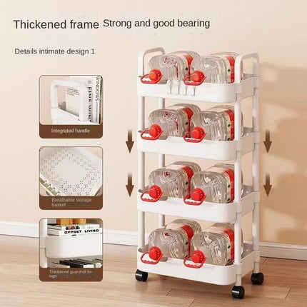 Multi-level Stroller Storage Rack for Kitchen Bedroom Bathroom Mobile Toilet Floor-to-ceiling Organizer with Snacks Holder