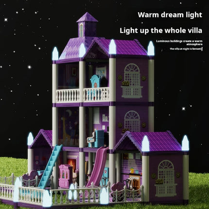 3D DIY Fantasy Princess Castle Villa Assembly Doll House Set - Girls' Dream Toy