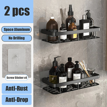 Bathroom Storage Rack No Drill Shelves Wall Mounted Corner Shelf Shower Holder For WC Shampoo