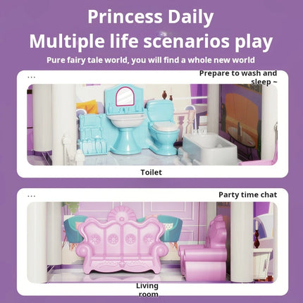 3D DIY Fantasy Princess Castle Villa Assembly Doll House Set - Girls' Dream Toy
