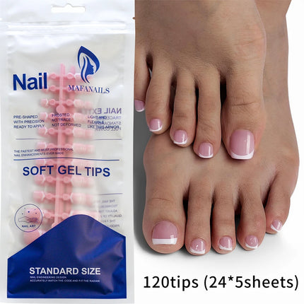 144pcs Short Square False Toe Nails Lake Blue/White/Red/Nude Press