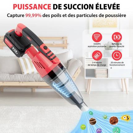 Handheld Vacuum Cleaner,2 IN 1 Home and Car Vacuum Cleaner Cordless with Powerful Suction
