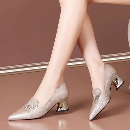 women cute sweet high quality green slip on heel pumps for party ladies