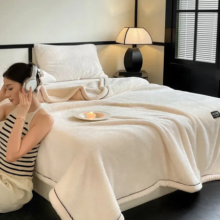 2024 new class A comfortable cotton velvet plush light luxury blanket warm soft and comfortable milk velvet