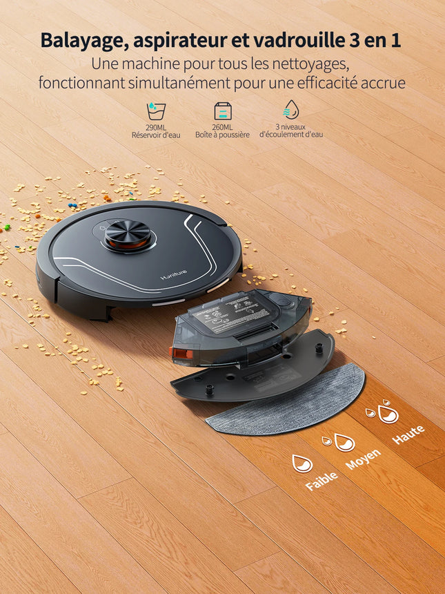 HONITURE Robot Vacuum and Mop Combo Laser Navigator 5000Pa 180 Mins Multi-Level Mapping No-go Zones Self-Charging App Control
