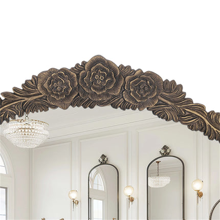 Large Wall Mirror Baroque Mirror Bathroom Decor Round/ Oval Vanity Mirror w Antique Brass Edge for Entryway, Hallway Living Room