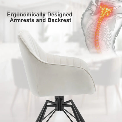 2PCS/SET Swivel Dining Chairs Velvet Living Room Ergonomic Leisure Chair Upholstered Lounge Kitchen Chair with Armrests
