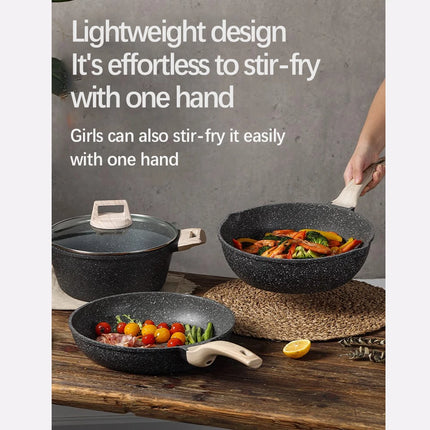 Cookware Set: Tourmaline Non-Stick Pan, Complete Set For Household Kitchen, Cooking Pot