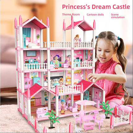 Princess Castle Doll House Kit with LED Lights | Miniature Villa Model  | Creative Birthday Gift Toy