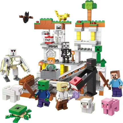 Village Farm Cave Mine Alex Zombie Action Figures Building Blocks Toys Gift for Children