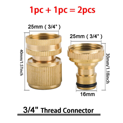1Sets Garden Hose Quick Connect Water Hose Fitting, 3/4 Inch 1/2 Inch Brass BSP Female